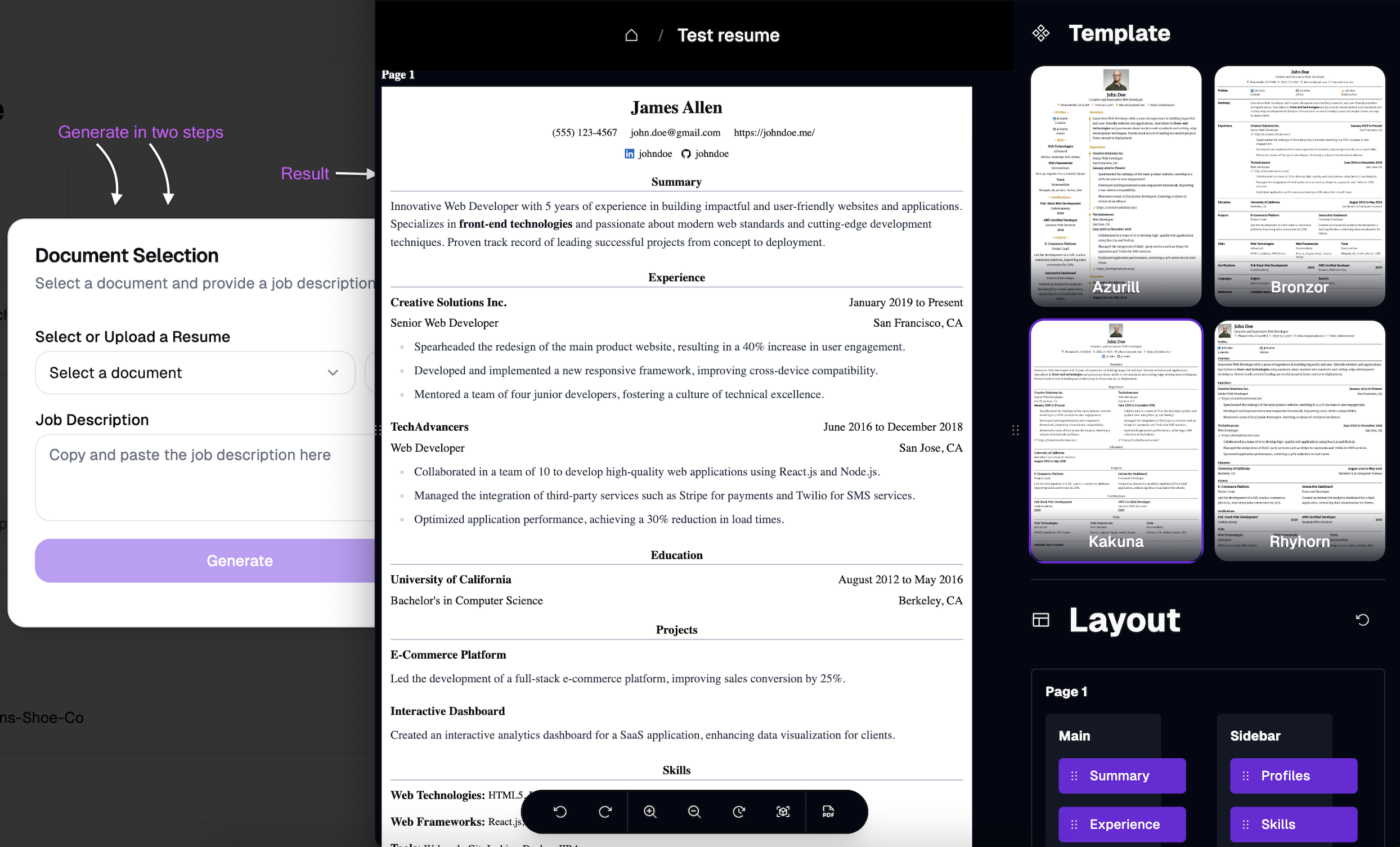 resumach - Screenshot - Builder Screen